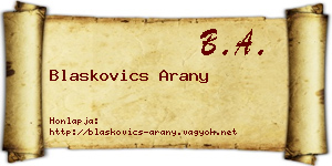 Blaskovics Arany névjegykártya